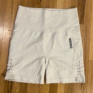 White GymShark workout shorts